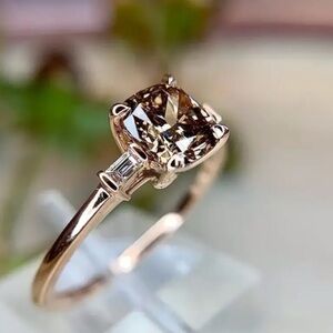Size 11 Elegant 14K Gold-Plated Ring with Sparkling Square Cubic Zirconia.